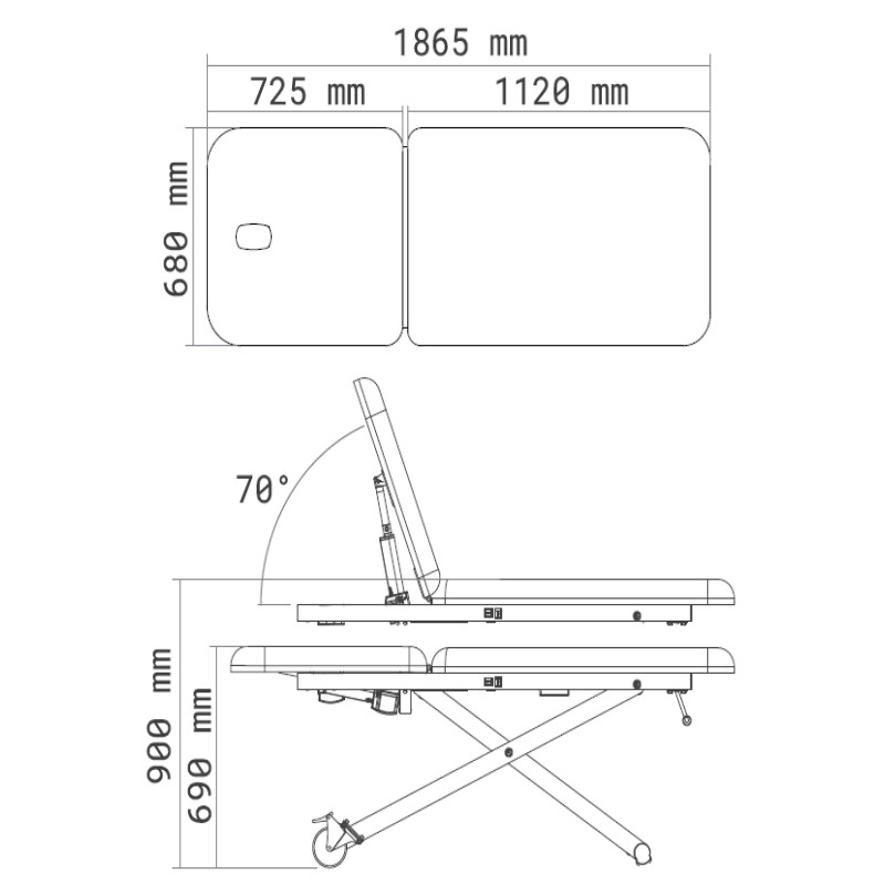 EASY Table d'Examen Électrique dimensions