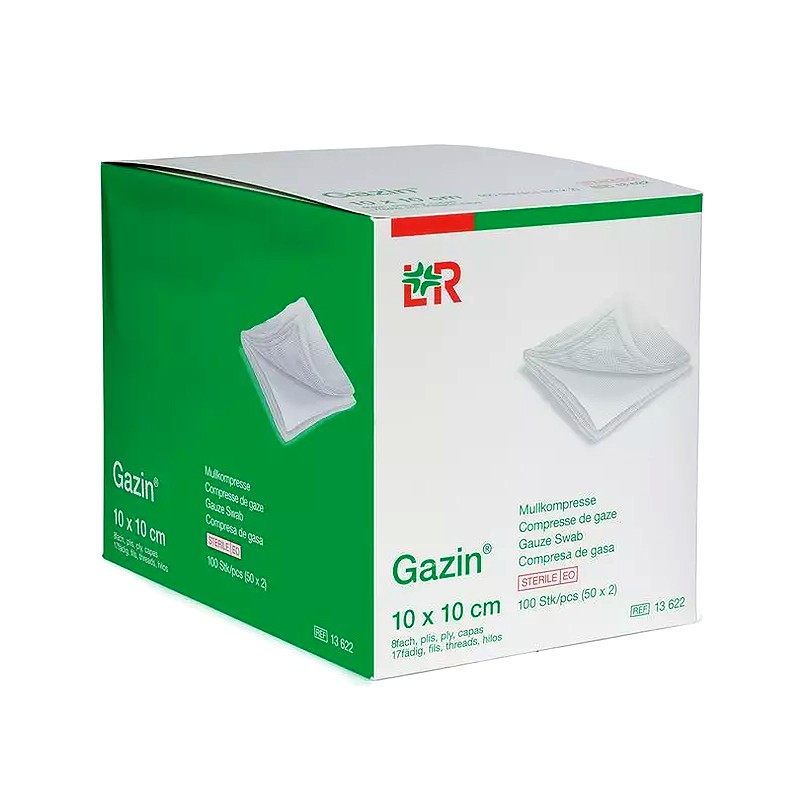 Compresses stériles Gazin 10x10cm - Boite de 100 sachets