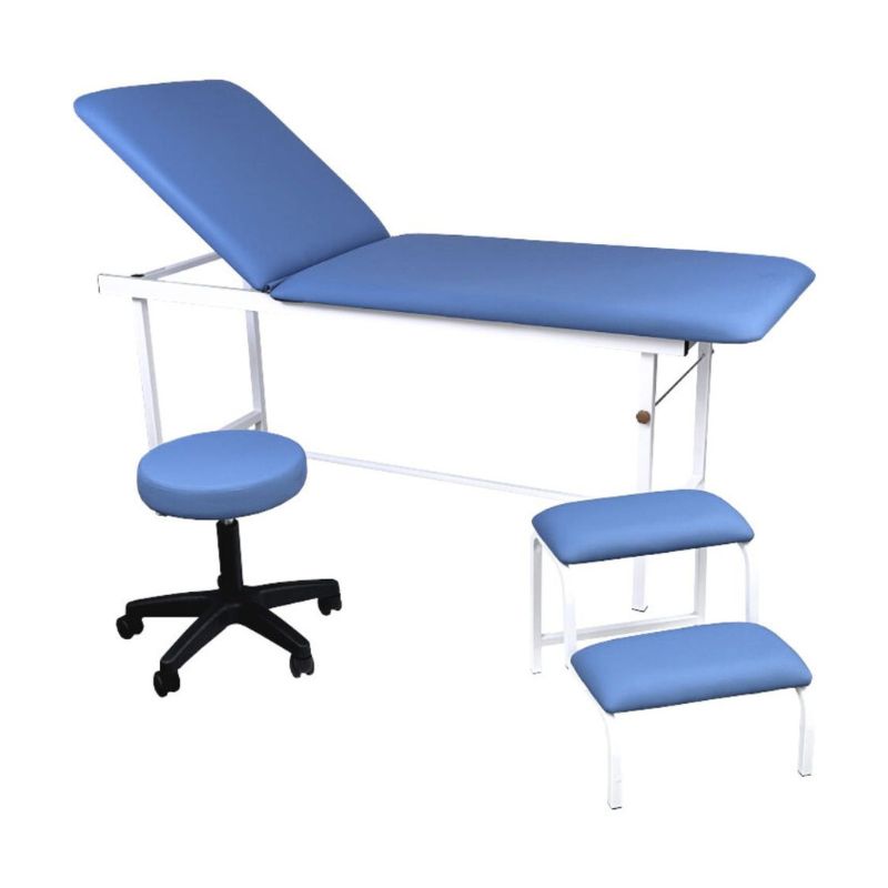 ZELIA BLEU Pack Table D'Examen avec marche-pied et tabouret